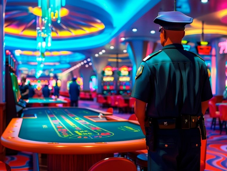 Table poker layout showing dealer position, betting areas, and card positions